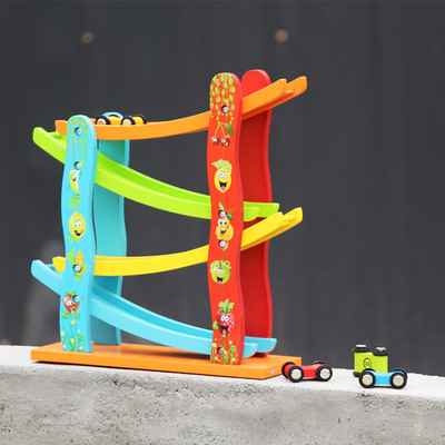 木制儿童具玩惯性滑滑车滑翔车水果滑车四层滑车宝宝益智互动具玩