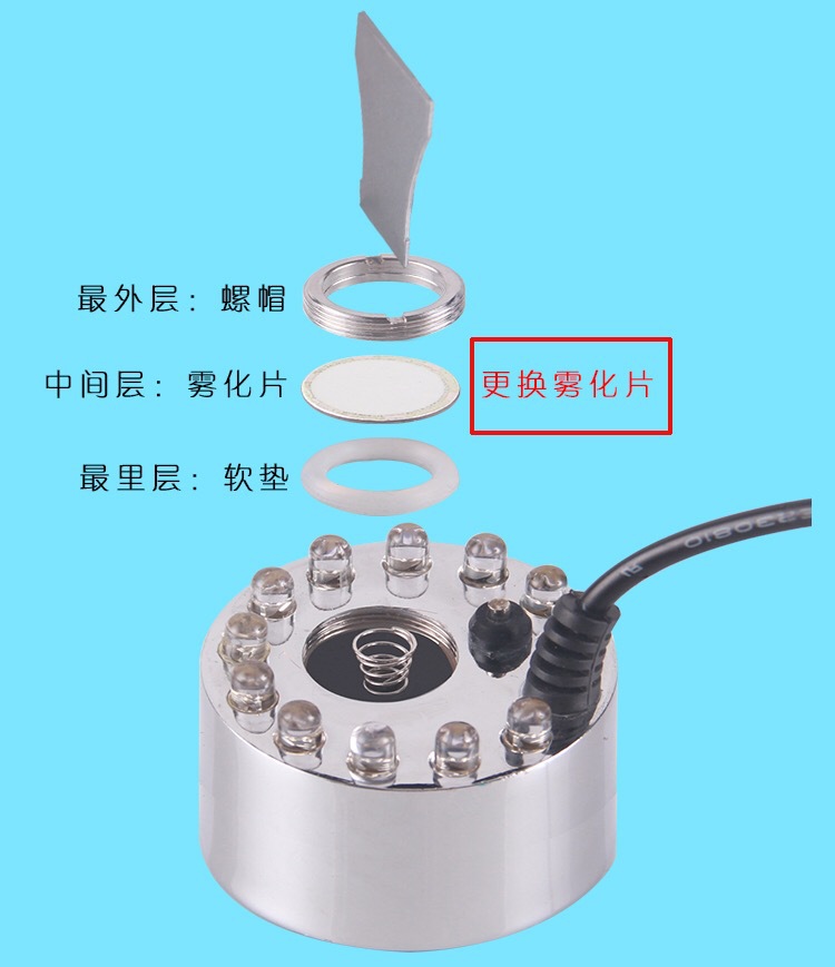 超声波雾化头直径20mm雾化片 换能片 振荡芯片 雾化器 加湿器配件