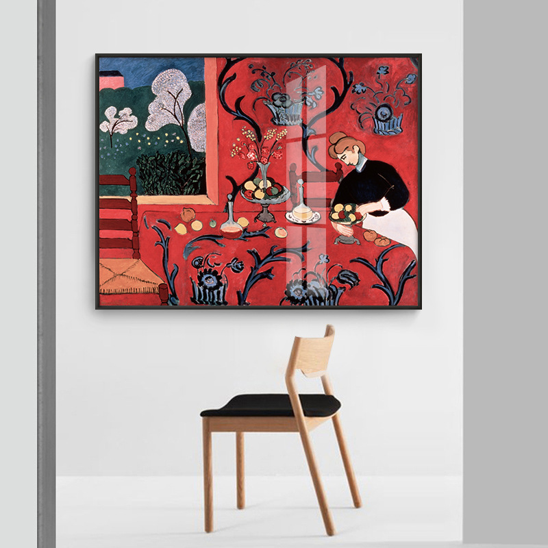 野兽派抽象艺术装饰画 美式乡村风客餐厅小众挂画 马蒂斯-红房子