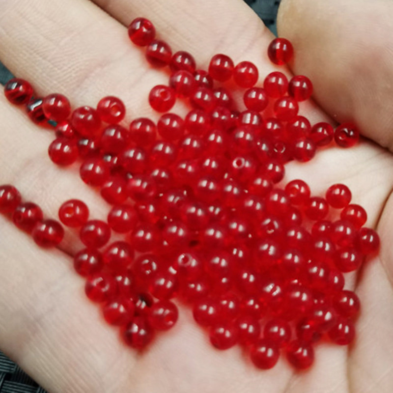 玉龙玉器红色玻璃圆珠散珠鸡血红手链项链编织珠仿玉石珠子配珠