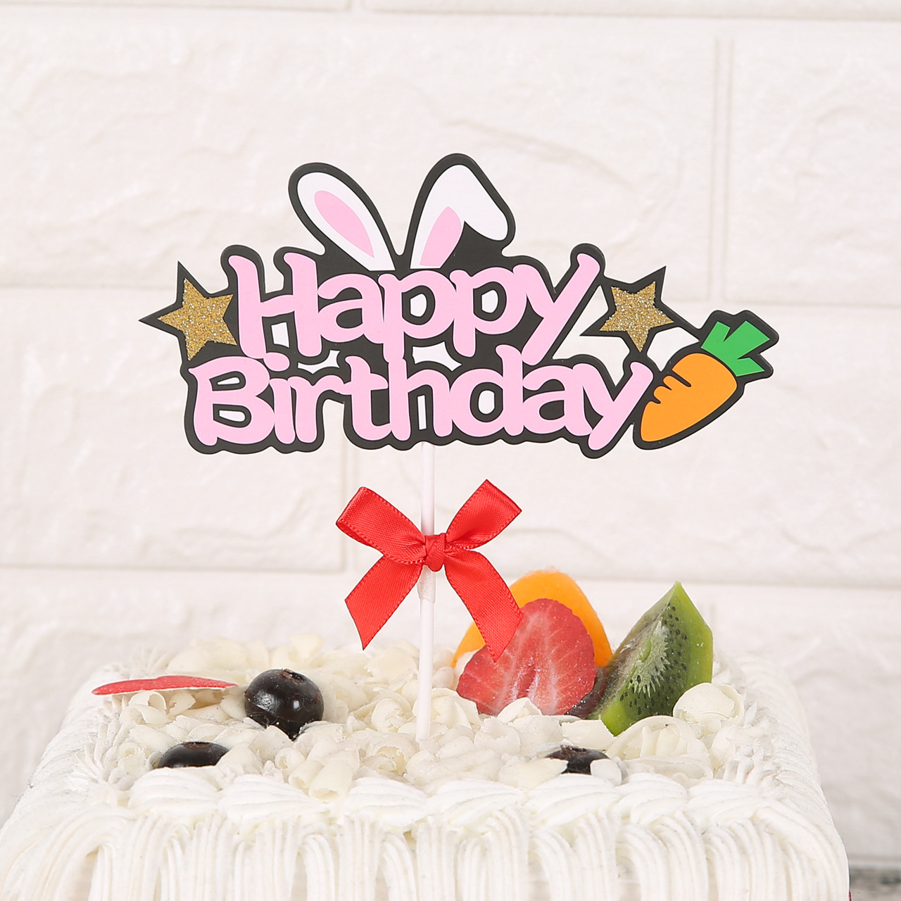 烘焙蛋糕装饰网红生日插牌兔子胡萝卜女神小仙女小王子装饰用品