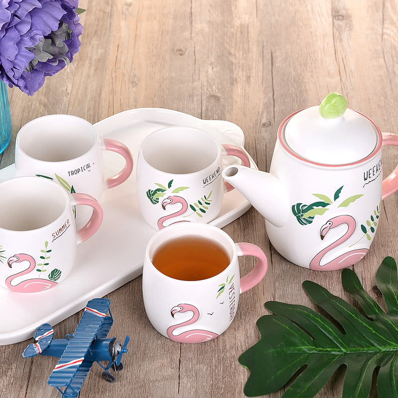 New Product Creative Gift Flamingo Cold Water Pot Set Meeting Sale Gift Business Mid-Autumn Festival Gift Teaware