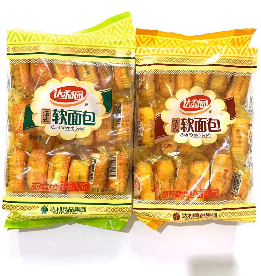 达利园法式软面包香奶味360g香橙味蛋糕早餐糕点手撕面包独立小包
