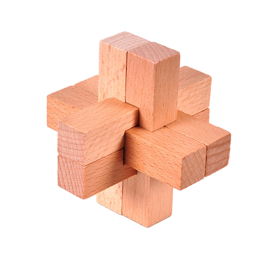 木制益智玩具古典智力玩具孔明锁鲁班锁鲁班球一代a款六通榉木