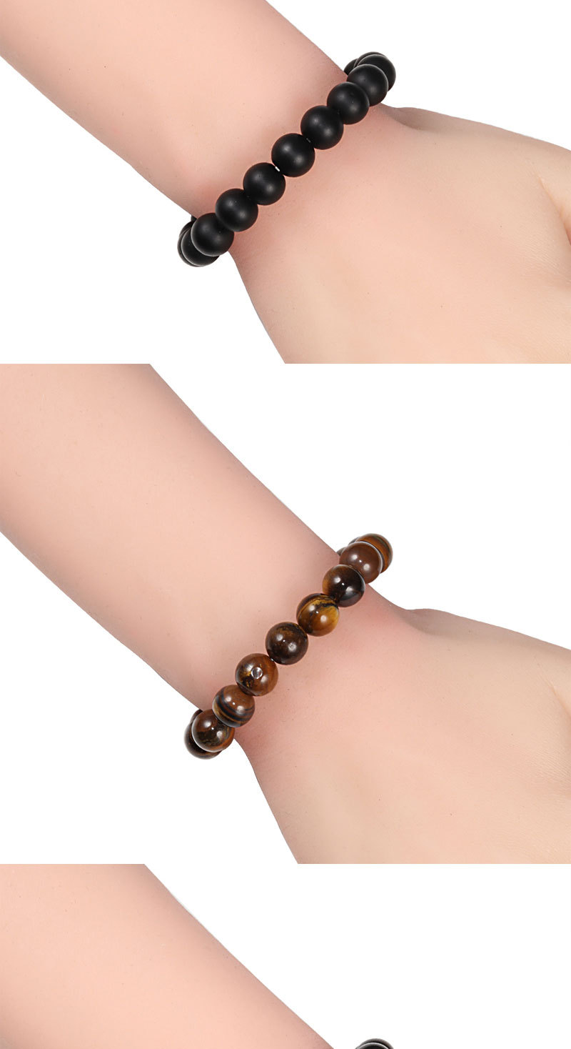 纯珠子时尚松石手链 10mm图画石串珠手串虎眼蓝松石手环手饰品