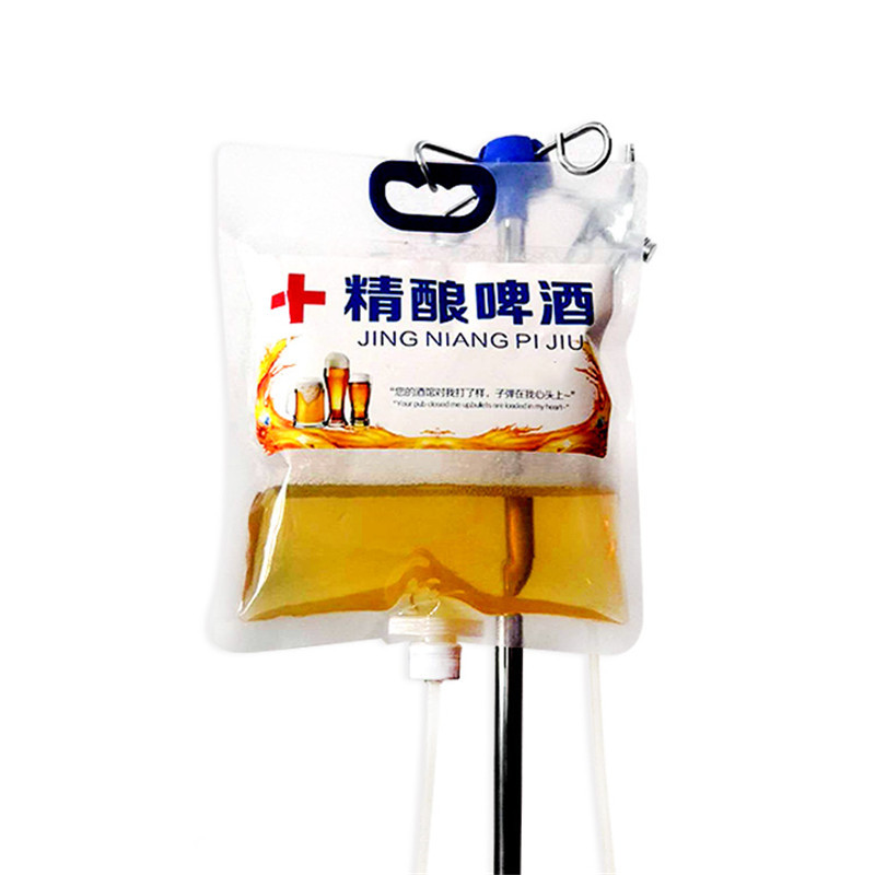 抖音挂式啤酒输液袋 带吸管啤酒袋仿血袋饮料袋烧烤拍档啤酒酒具