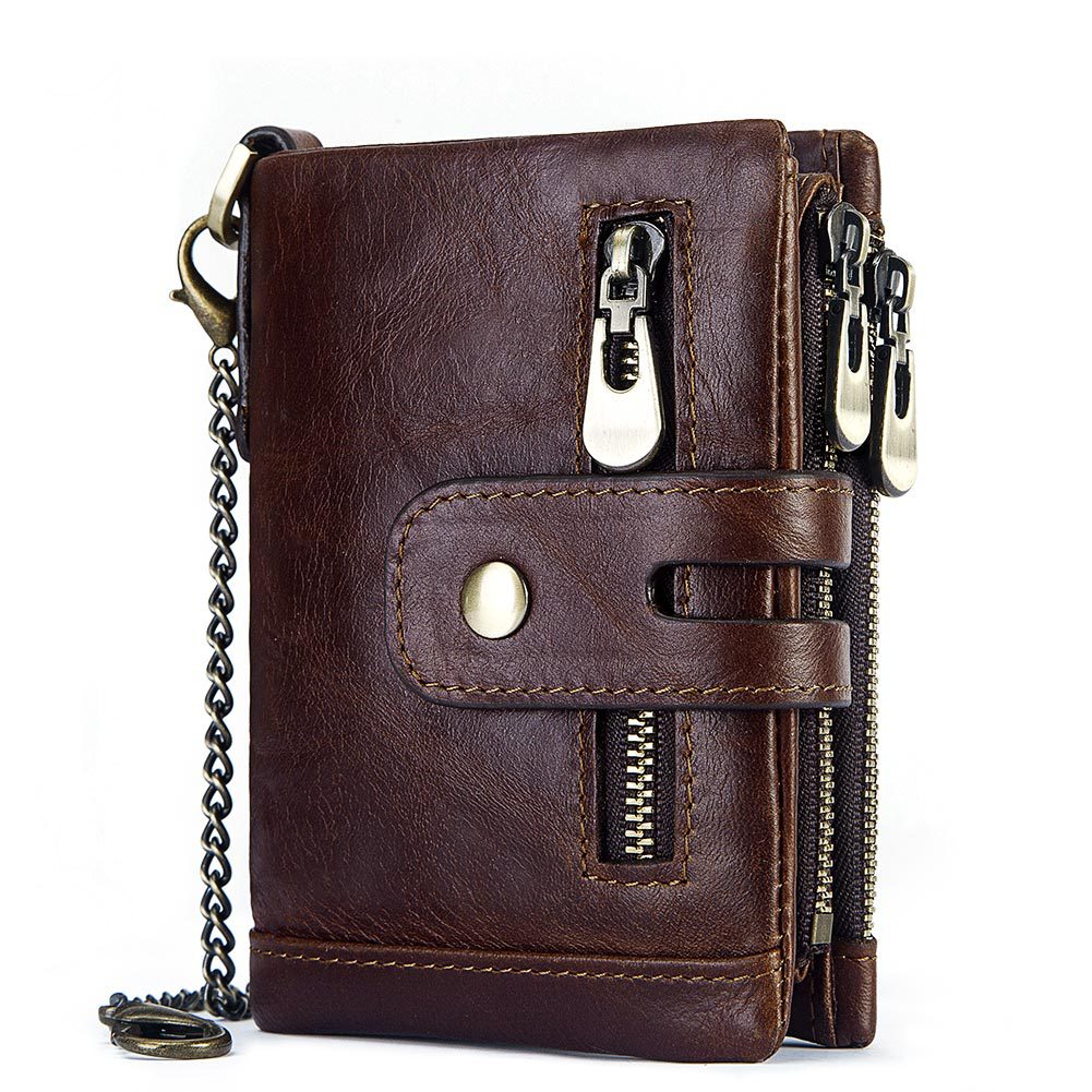 Foreign Trade Cross-Border European and American Wholesale First Layer Cowhide Card Holder Tri-Fold Usd Wallet Rfid Men's Short Leather Wallet