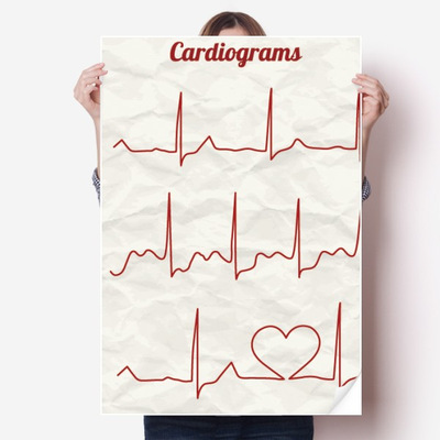 心电图心形创意设计海报贴纸80x55cm墙贴纸卧室家居装饰