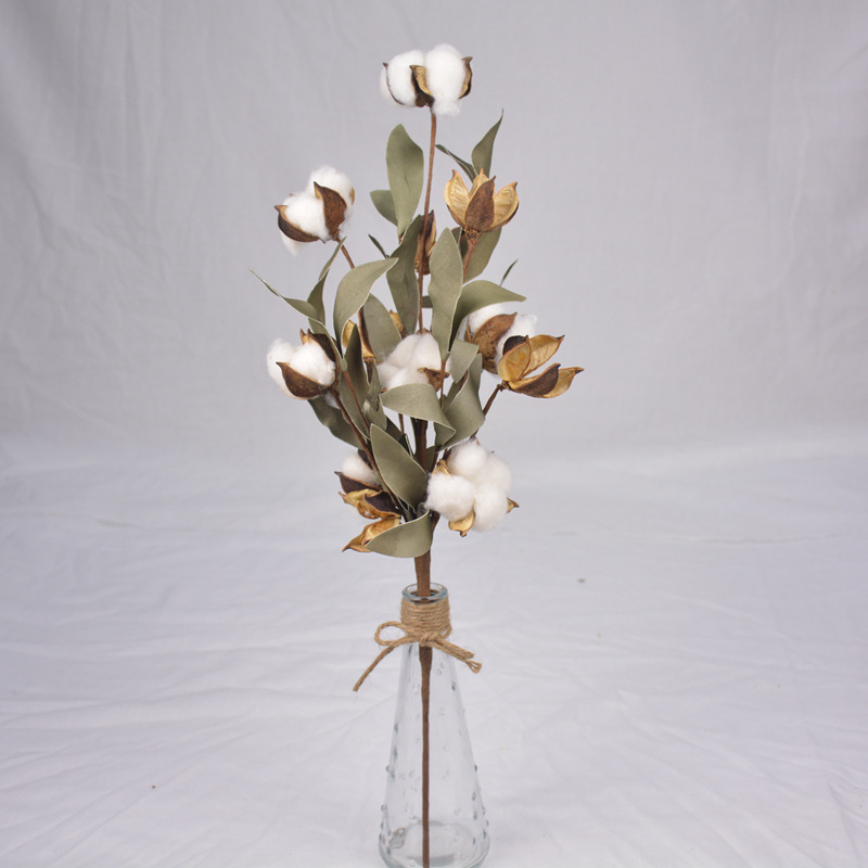 灰色pe棉花花束婚庆家居酒店橱窗装饰乡村田园风插枝跨境货源批发