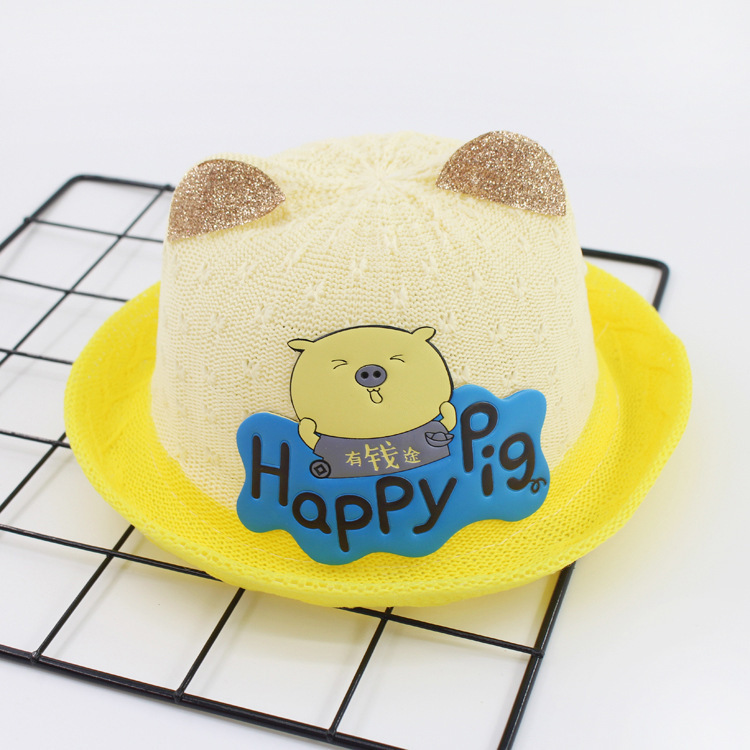 2020春夏新款儿童蕾丝草帽 卡通1-10岁女宝宝户外学生防晒帽子