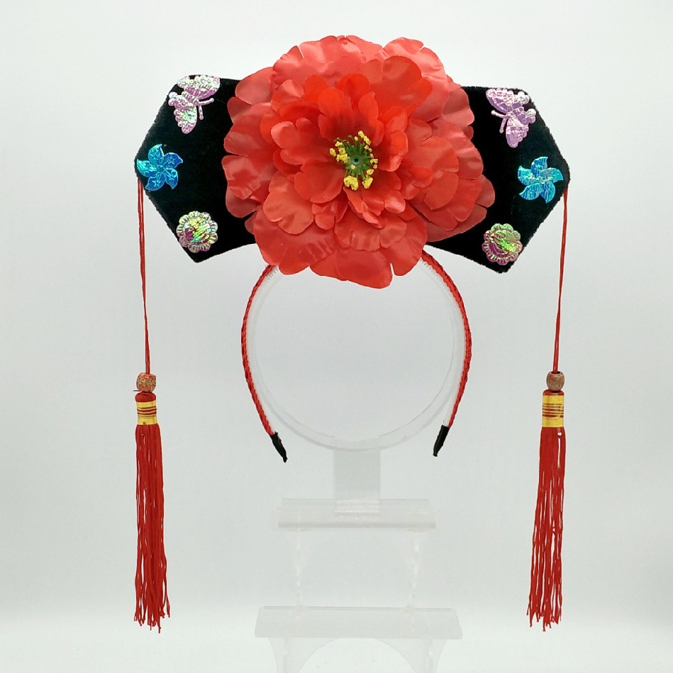 格格帽 儿童古装头饰 满族格格头饰旗头清朝发箍女童古代帽道具