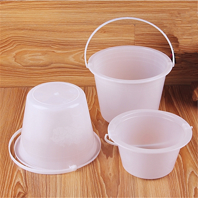 包邮一次性塑料小白桶 小圆筒包装畅销 圆筒透明卷边提手小桶
