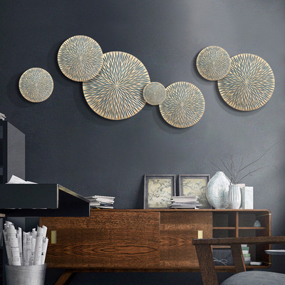 新装饰品壁饰餐厅软中式 东南亚客厅木墙面墙饰 几何图案挂件