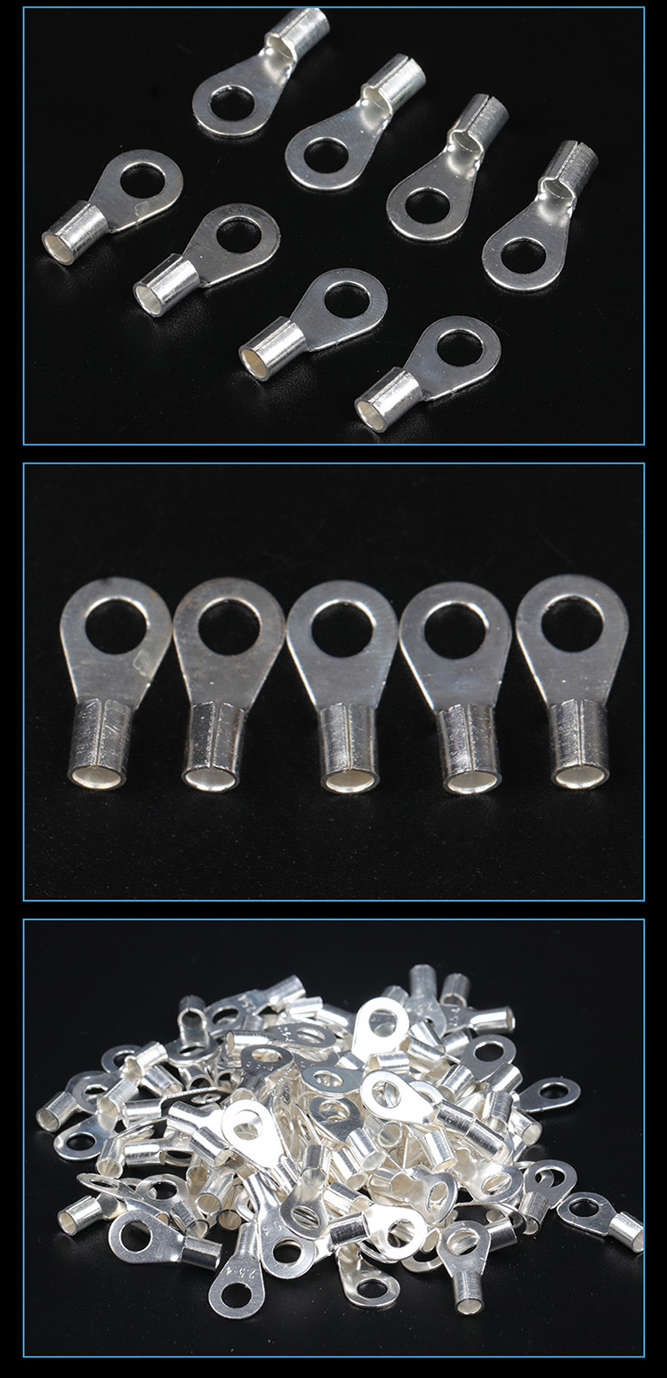 厂家直销ot冷压接线端子o型圆形裸端头铜线鼻子镀银接线耳 足量