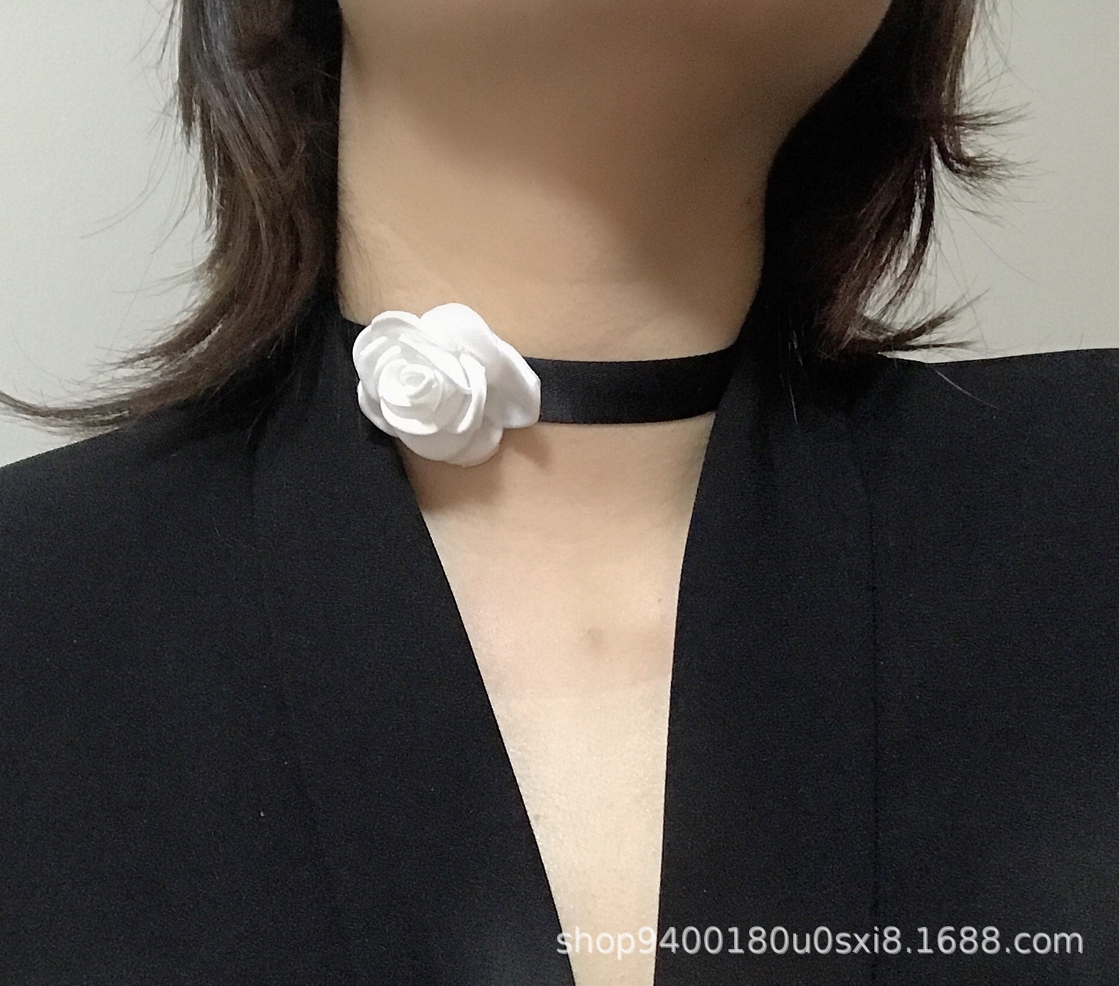 复古玫瑰花朵choker黑色项链锁骨链脖子饰品项圈女项带 两色