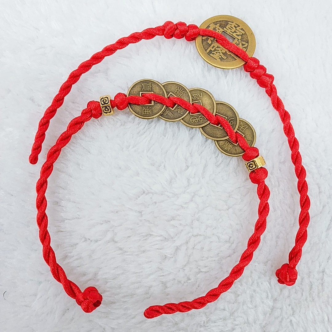 手工编织铜钱古币情侣装饰红绳手链脚链男士首饰手链女转运