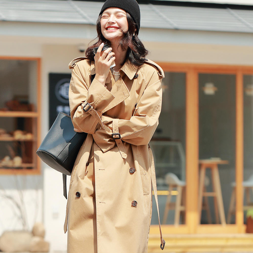 盛宏2022春季新款女士外套文艺复古纯棉中长款风衣外套女2039