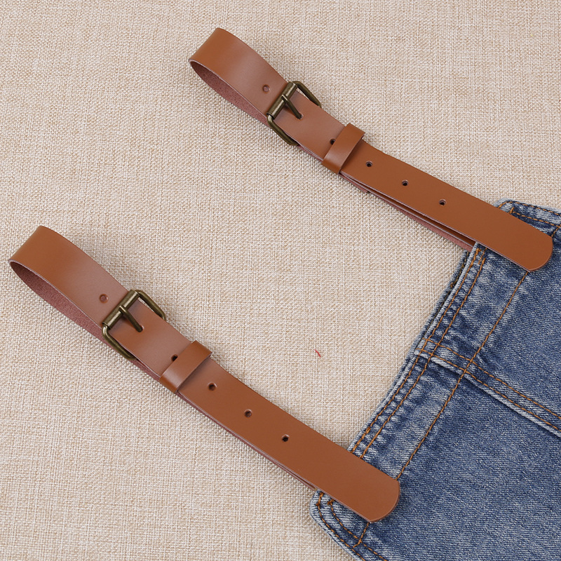 牛仔背带裤上的带子一对皮质牛皮耐用25厘米宽背带裙替换肩带