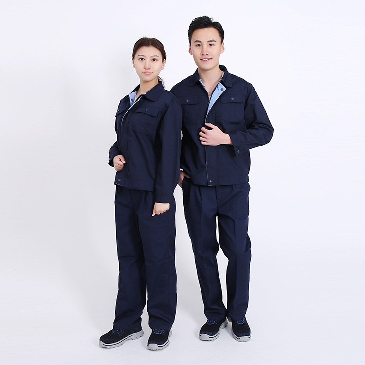 涤棉帆布大红色劳保服套装 烟台含棉高结实耐磨男女款工装 汽修服