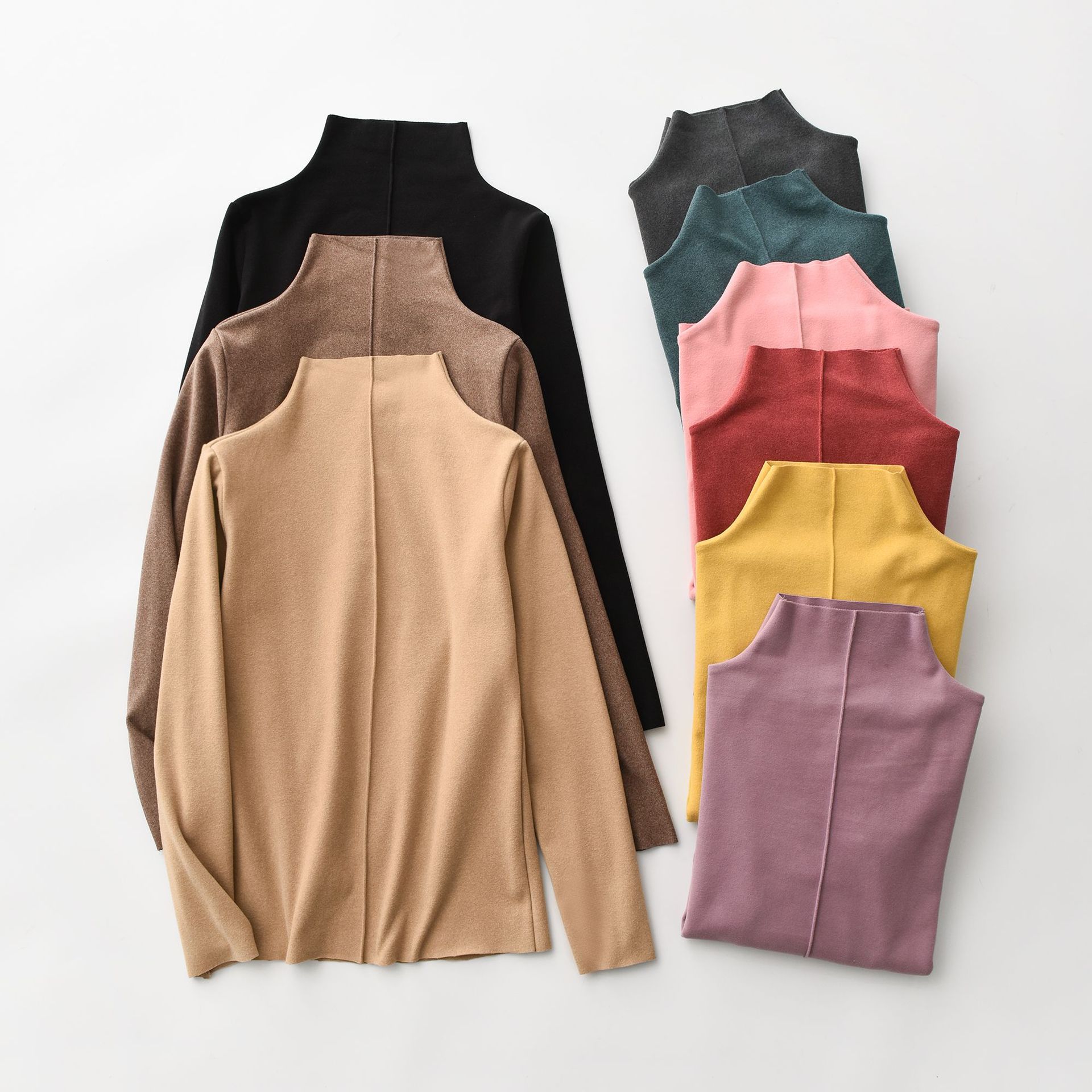 秋冬季新款高领长袖打底衫韩版修身显瘦纯色t恤德绒发热保暖上衣