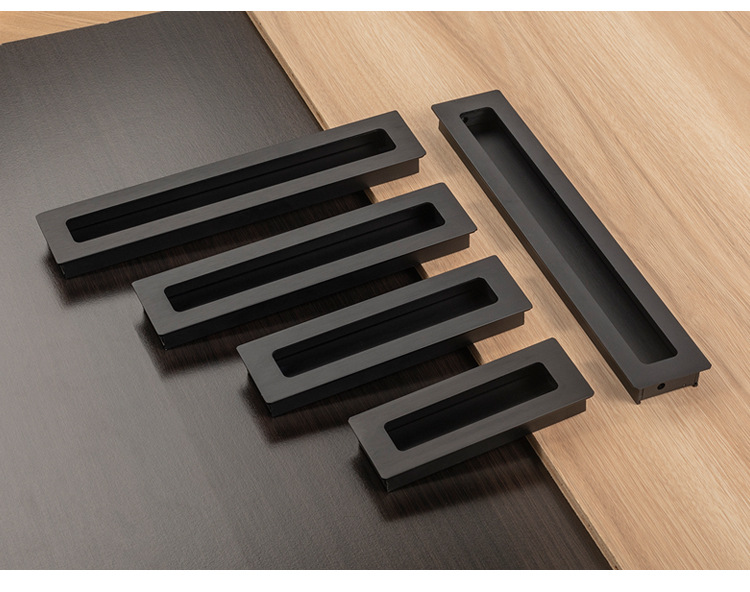 暗拉手嵌入式衣柜移门暗藏拉手隐形门把手橱柜抽屉暗拉手黑色拉手