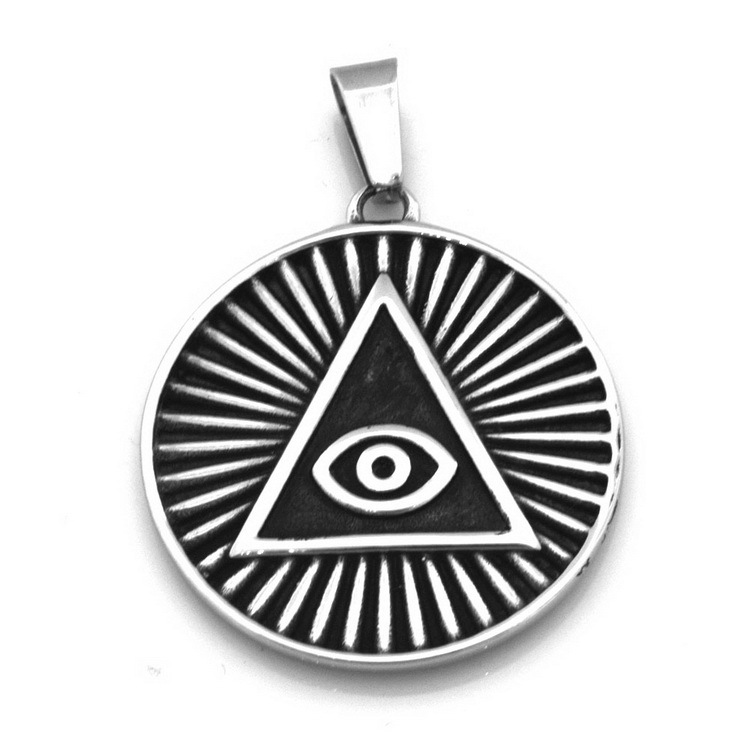 批发三角形眼睛共济会全视之眼不锈钢吊坠psss34