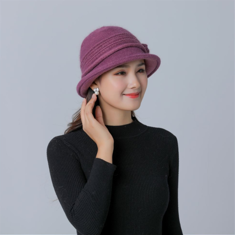 批发新款高档羊毛混纺中年针织女帽妈妈时尚帽秋冬季保暖毛线帽子