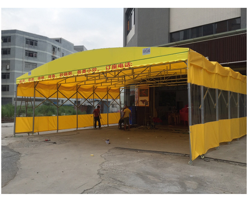 大型移动遮阳棚 推拉篷 可伸缩饭店雨蓬 大排档折叠室外挡雨棚