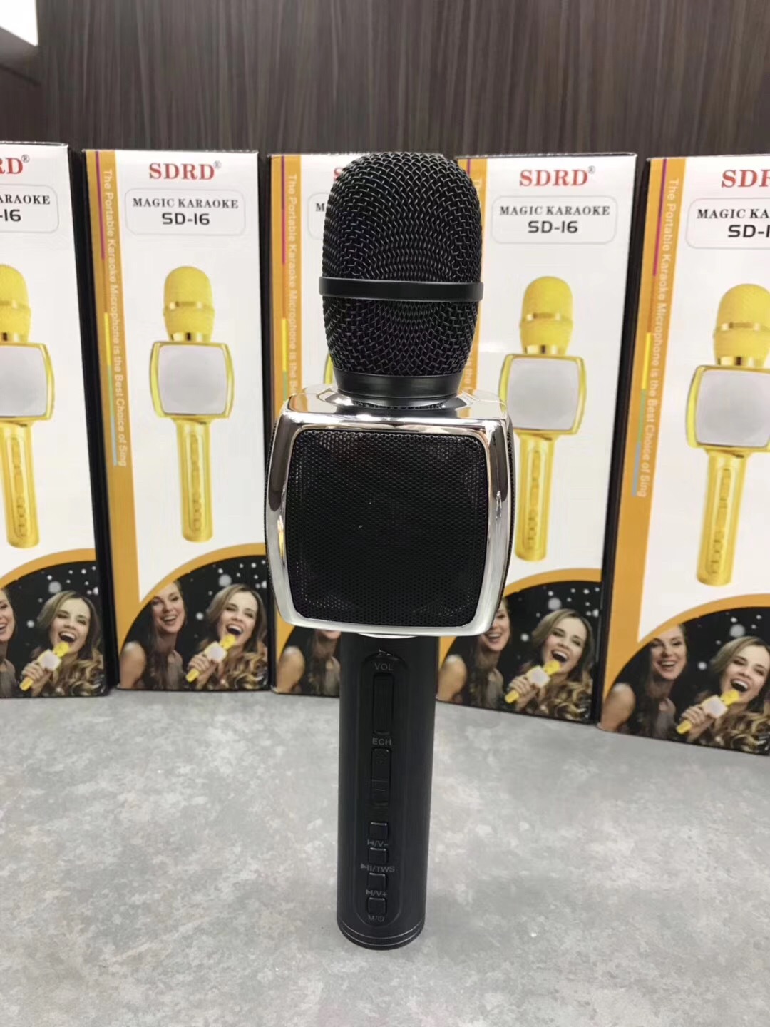 sdrd厂家直销sd-16蓝牙手机k歌麦克风 k歌宝 家用户外ktv无线话筒