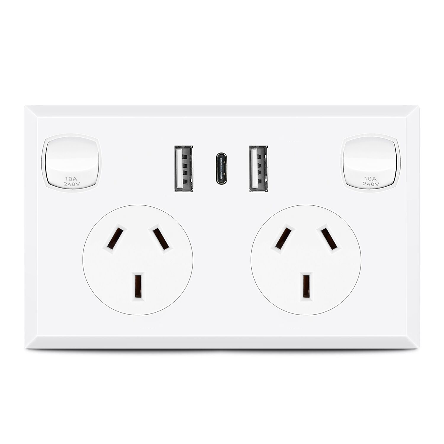 澳标双位开关墙壁插座 澳式双usb