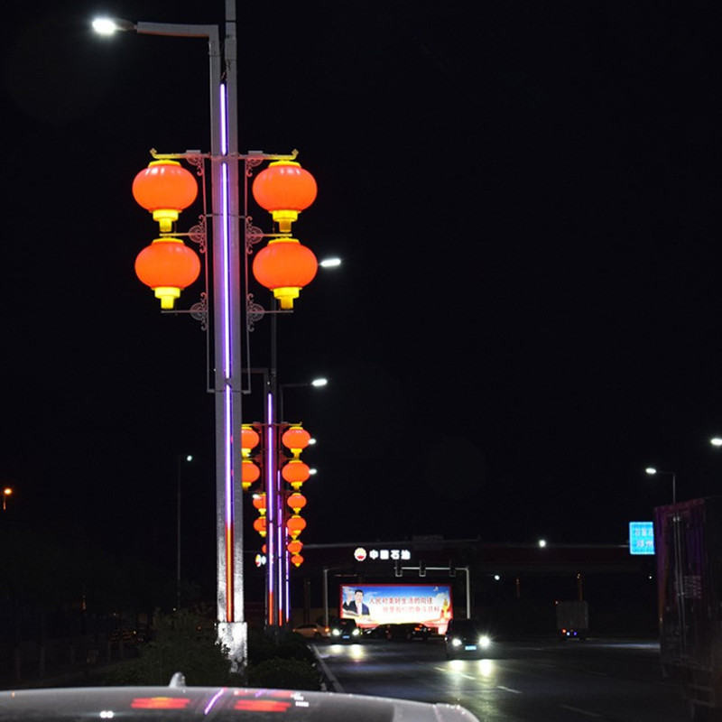 2019年街道亮化led路灯杆装饰灯春节国庆亮化吸塑亚克力磨砂灯笼