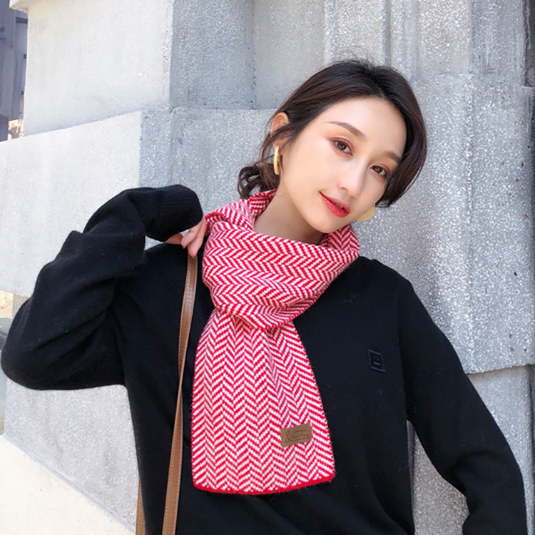 Korean Style Autumn and Winter All-Match Scarf Women's Herringbone Pattern Long Couple Warm Shawl Dual-Use Clearance One Piece Dropshipping