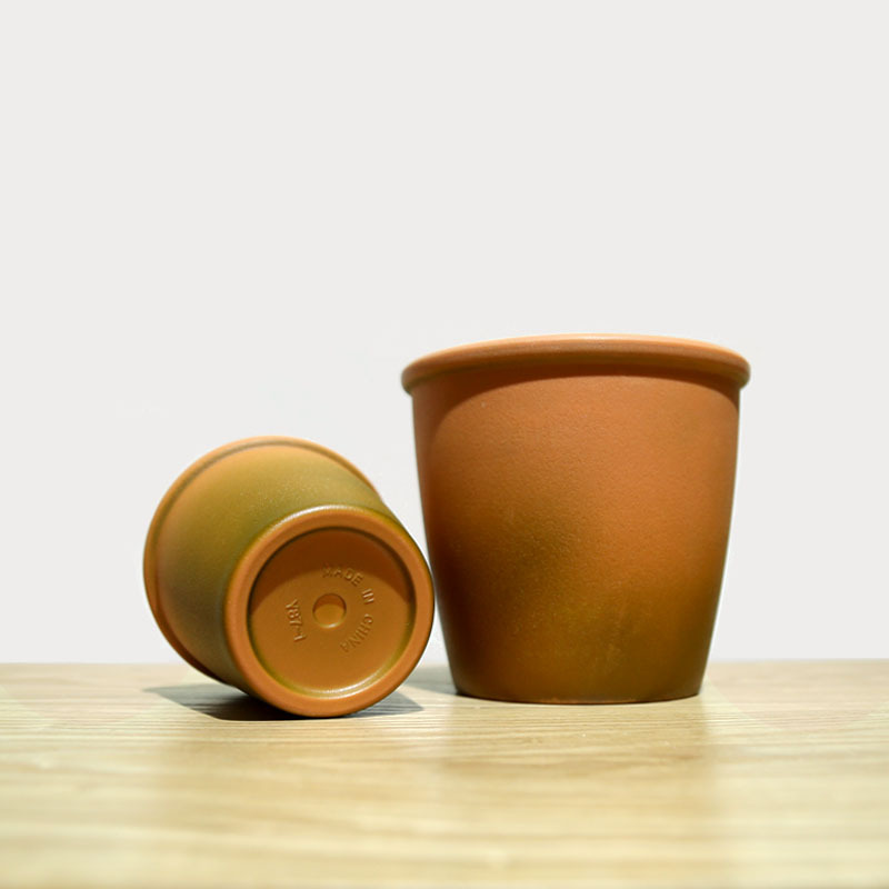 厂家供应简约北欧陶土色圆形厚口桌面盆栽绿植盆器多肉花盆