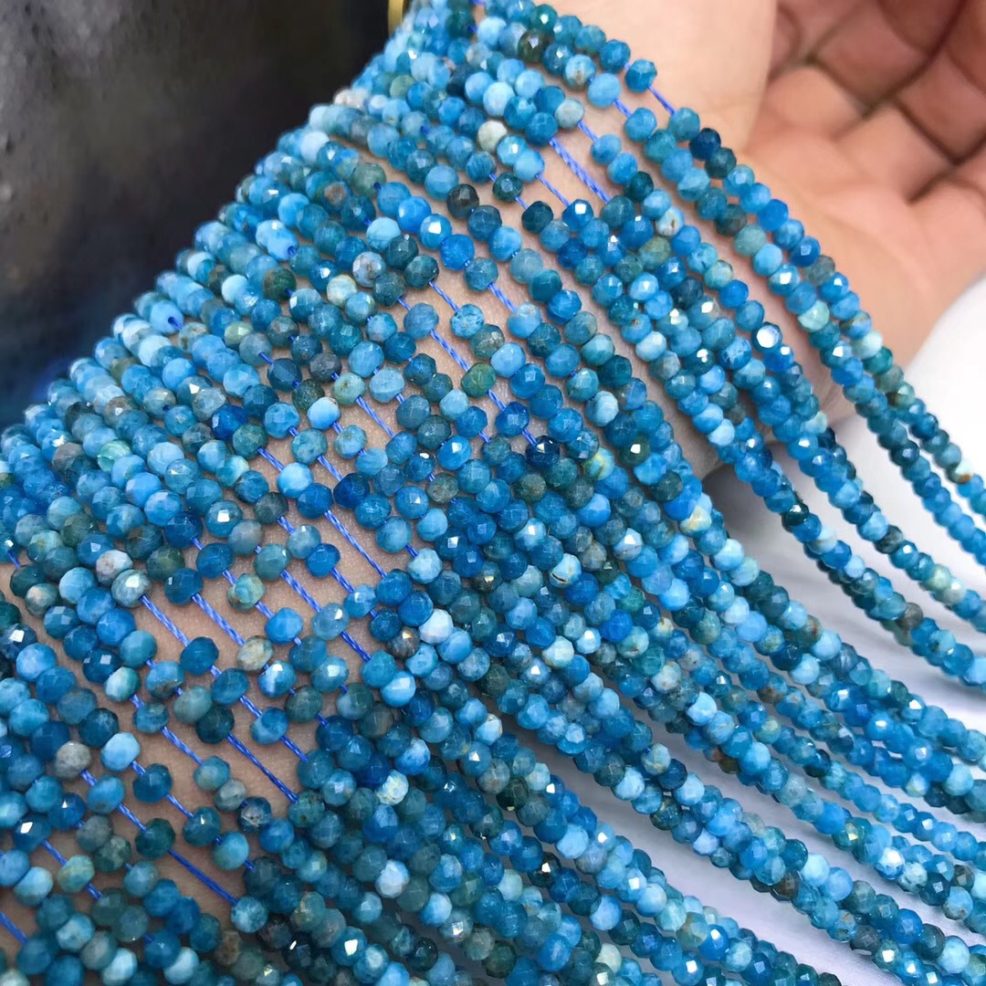 水晶 天然蓝磷辉石盘珠散珠半成品 蓝磷辉圆珠dy饰品厂家批发