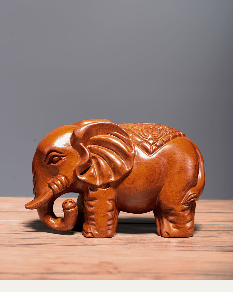 花梨木雕大象摆件实木福财象创意家居客厅店铺开业摆设红木工艺品