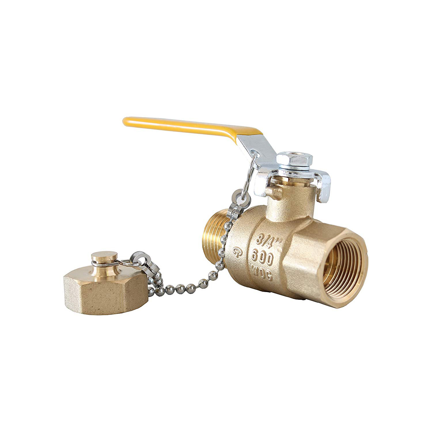 黄铜外丝球阀带盖子34 fip x 34 garden ho