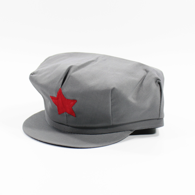 红军帽八角帽复古五角星帽灰色军帽八路军新四军帽演出表演帽子