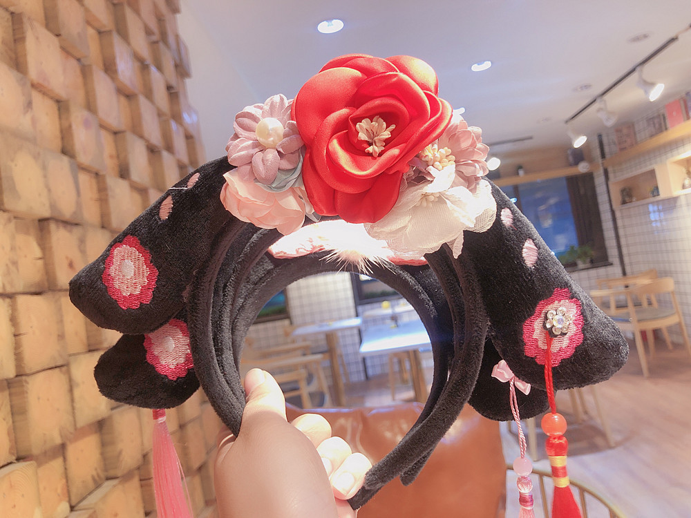 新年中国风花朵流苏格格旗头帽旗人儿童发箍唐装头箍艺术拍照发饰