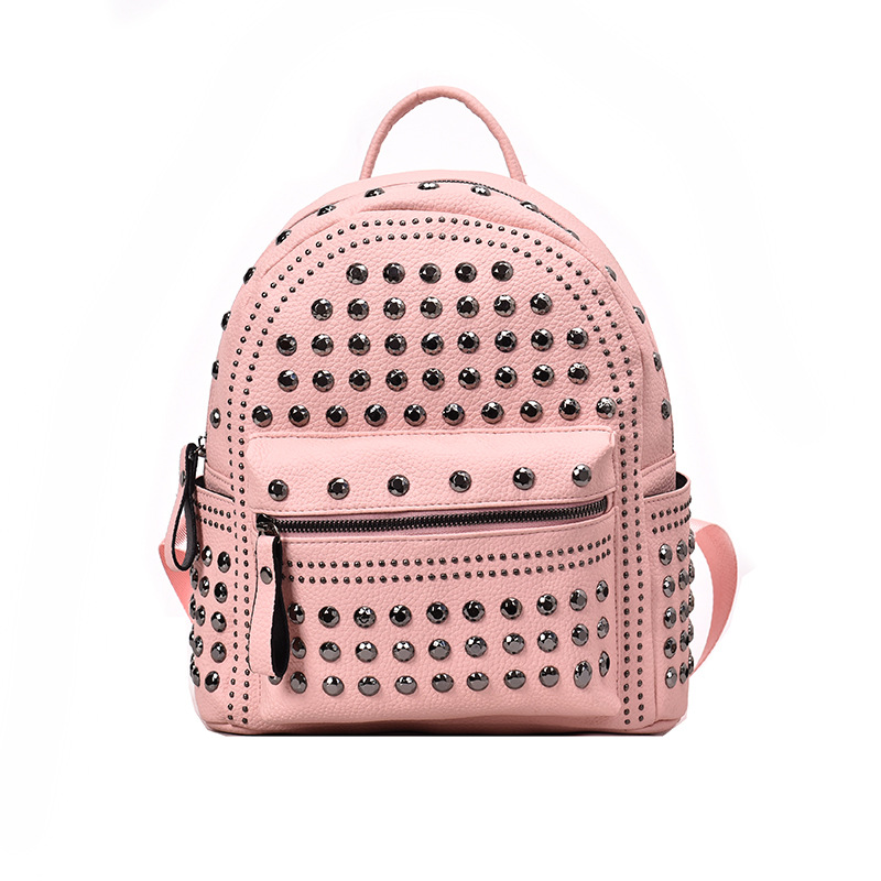 INS Super Hot Rivet Small Backpack for Women 2022 New Fashion Student Mini Schoolbag PU Leather Casual Backpack 1