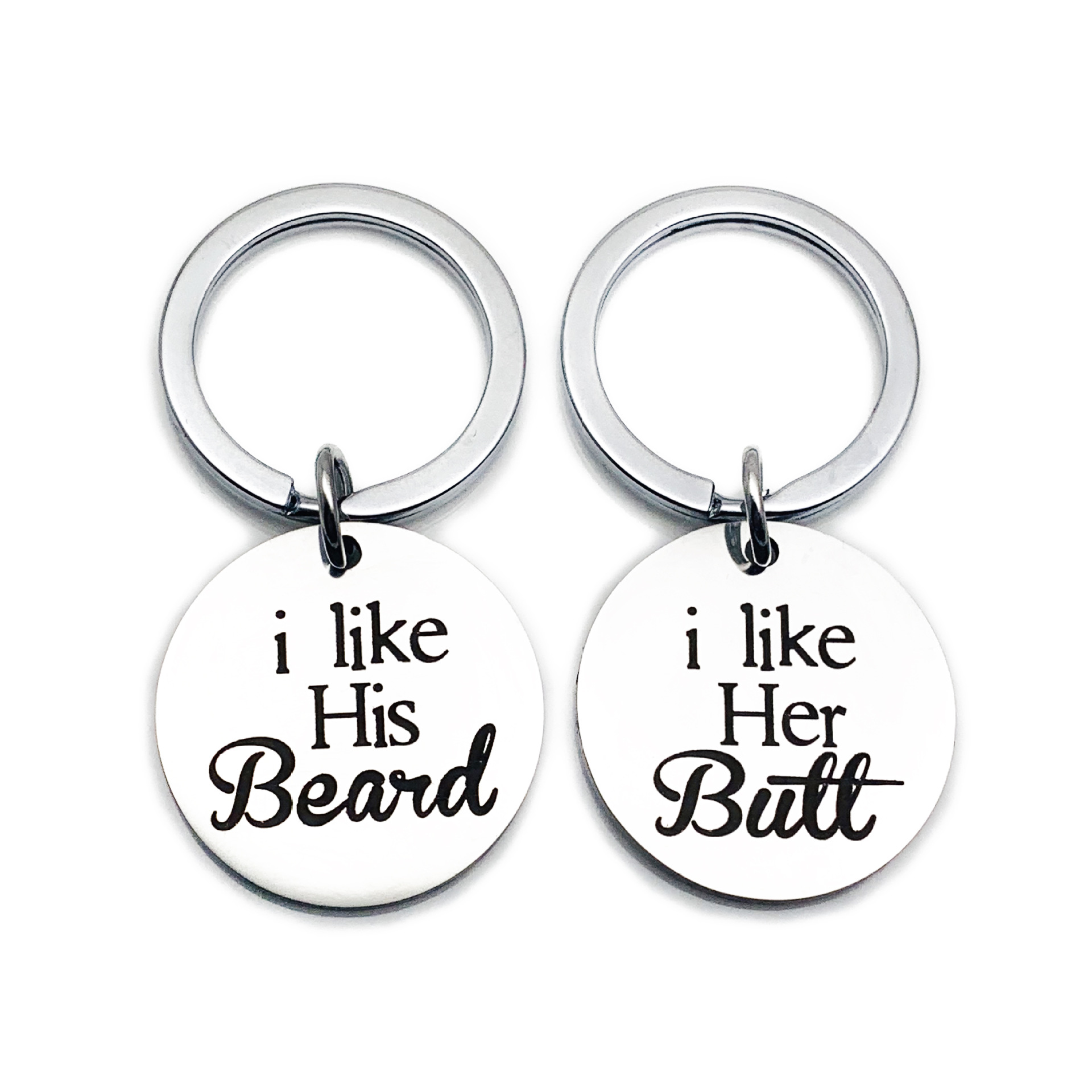 i like his beard butt 亚马逊爆款不锈钢圆形吊牌字母钛钢钥匙扣