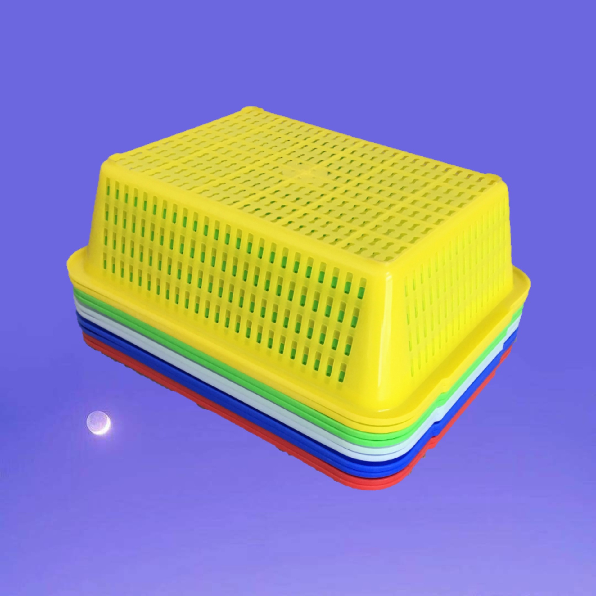 长方形沥水镂空厨房家商用白色加厚筐厨房装菜篮收纳塑料篮子框