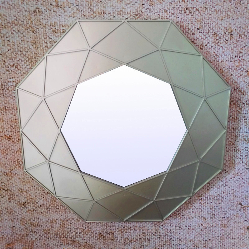 新品六边形壁挂装饰镜子玄光背景卫生间外贸出口跨境亚马逊速卖通