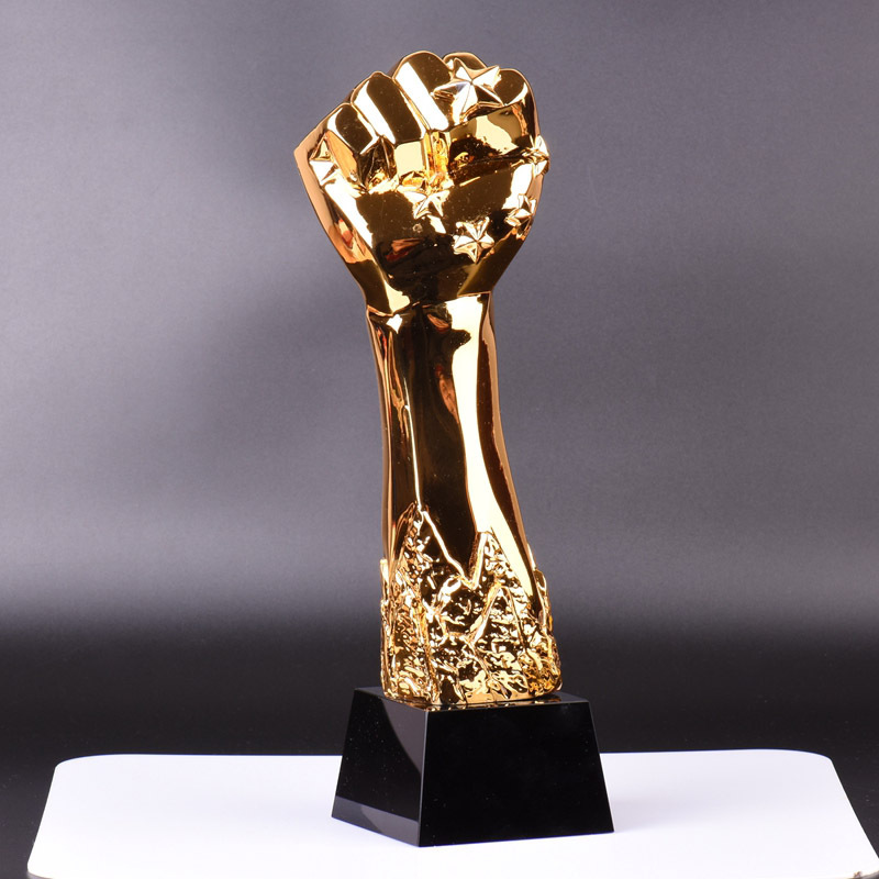 拳头拳击比赛拳王奖杯给力水晶奖杯定制鼓励孩子奖品