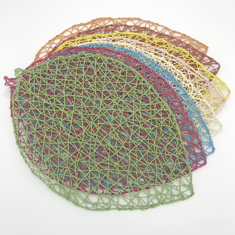 现代简约纸绳乱编树叶形餐桌垫杯垫隔热垫幼儿园教具装饰用品