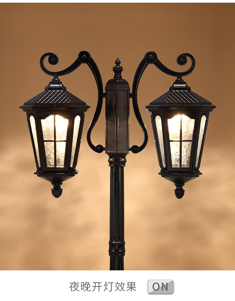 复古路灯室外欧式防水高杆别墅led灯户外小区庭院双头草坪景观灯