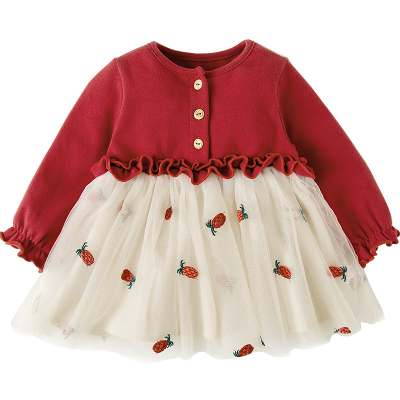 Baby Girl Princess Dress Spring and Autumn New Spring Dress 3-Year-Old Girl's Dress Gauze Skirt 1-Year-Old Baby Fashionable Skirt