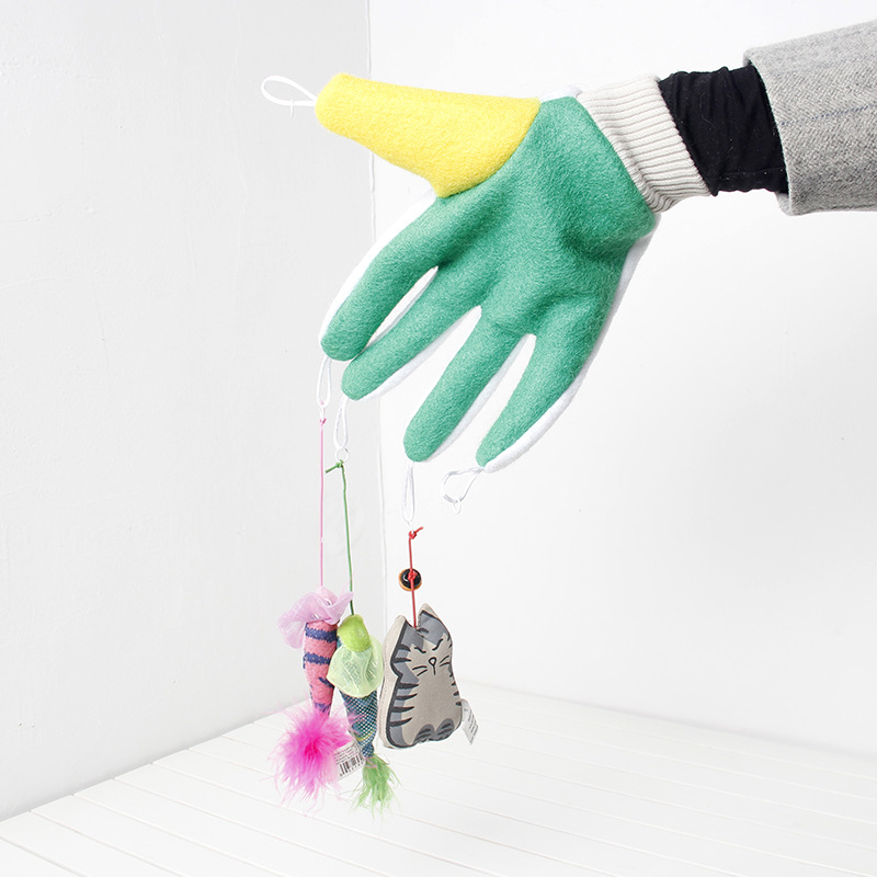 吉仔仔宠物魔术手套厂 猫咪用品 五指逗猫手套 猫玩具 撸猫神器