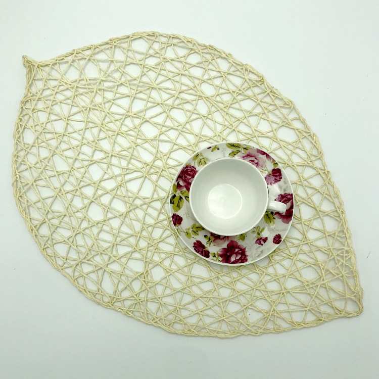 现代简约纸绳乱编树叶形餐桌垫杯垫隔热垫幼儿园教具装饰用品