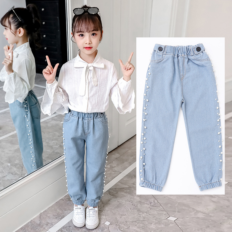 女童裤子牛仔裤2019新款秋装儿童洋气长裤春秋款大童小女孩裤子潮