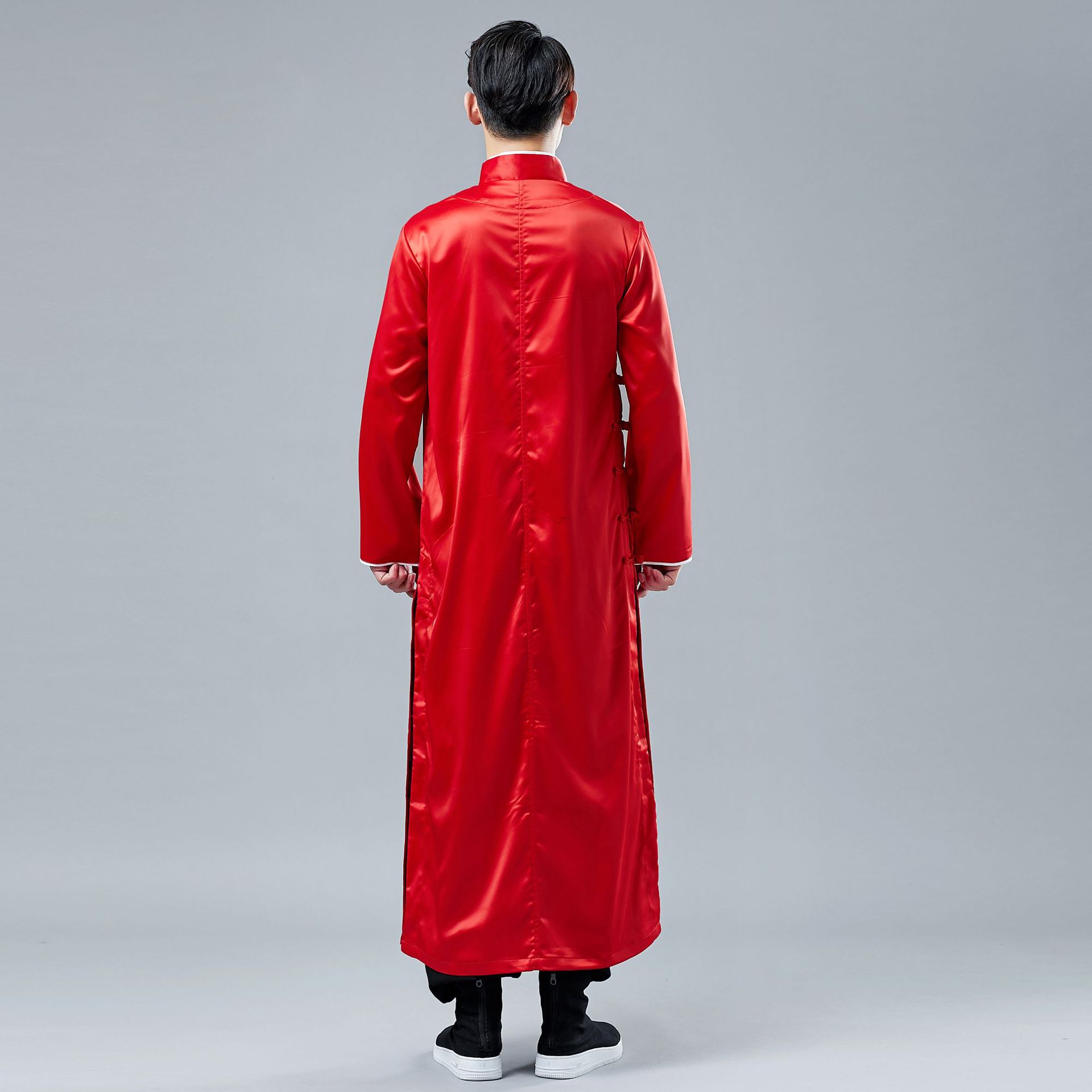 原创新款 缎面长衫 男唐装民国风长袍马褂相声服中国风民族服装